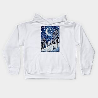 Moonlit Reverie: The Hare's Serenity Kids Hoodie